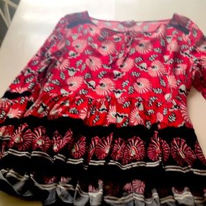 Red print blouse
